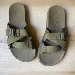 Mens Chaco Fossil Green Chillos Slide Sandal Adjustable 9 workout recovery comfy